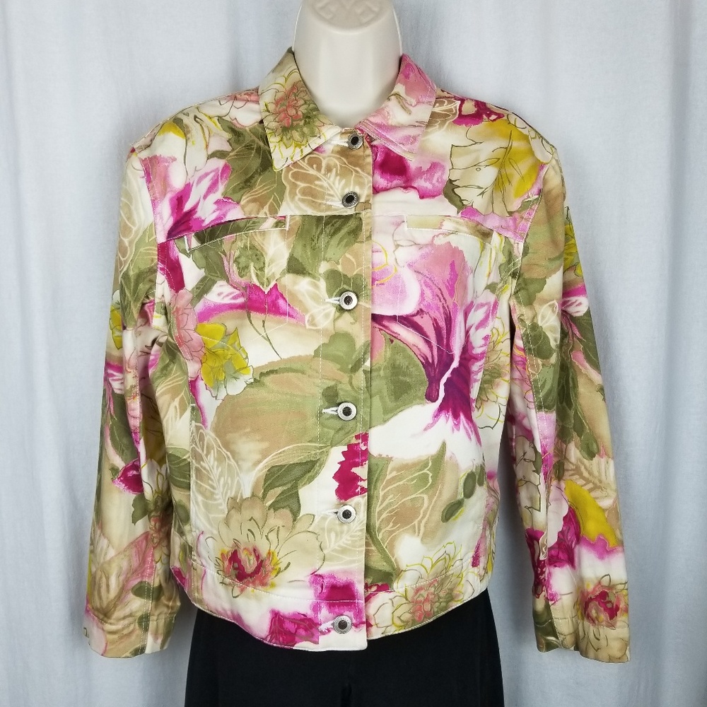 Caribbean Joe jacket size M pink green white